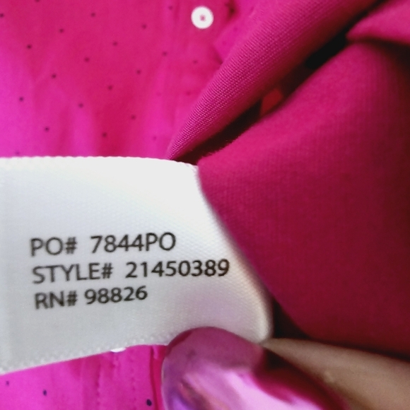US Polo Lauren Women Sz L Classic Hot Pink Blue Long Sleeve Button Front Top - Picture 10 of 10